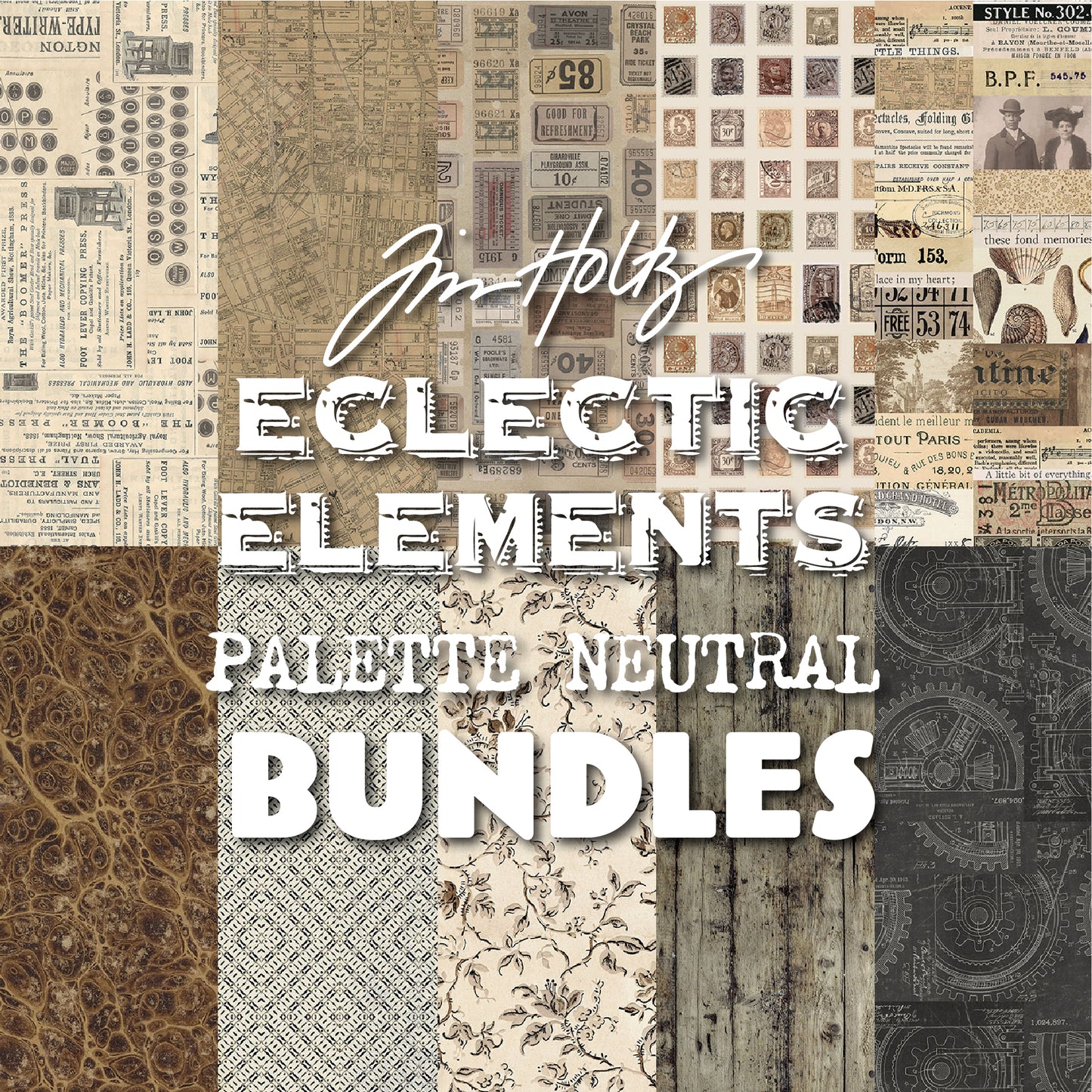 Eclectic Elements Palette Neutral Bundles by Tim Holtz with Free Spirit Fabrics