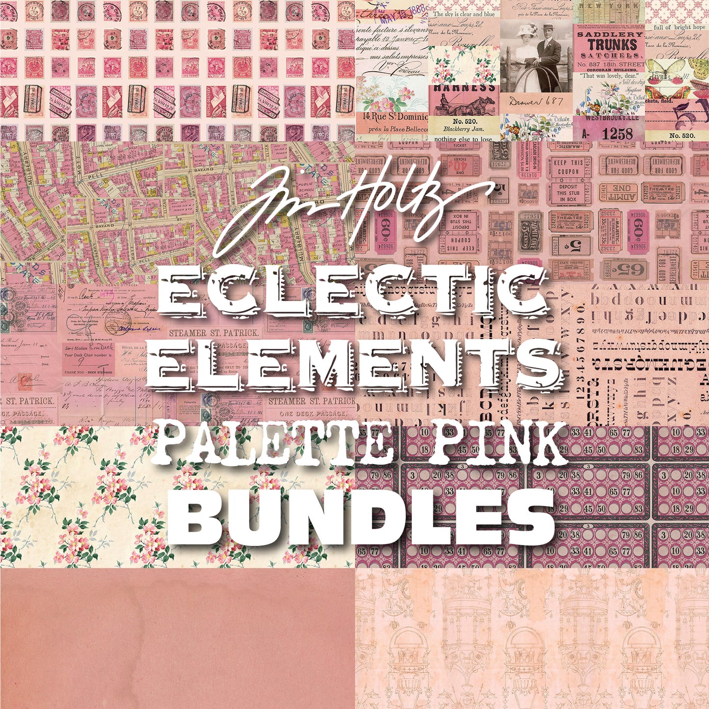 Eclectic Elements Palette Pink Bundles by Tim Holtz with Free Spirit Fabrics