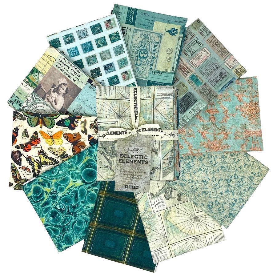 Eclectic Elements Palette Teal Bundles by Tim Holtz with Free Spirit Fabrics