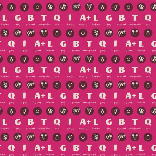 Acronym in Fuschia (Half yard cut) - Love is Love Pride Fabrics - Mx Domestic