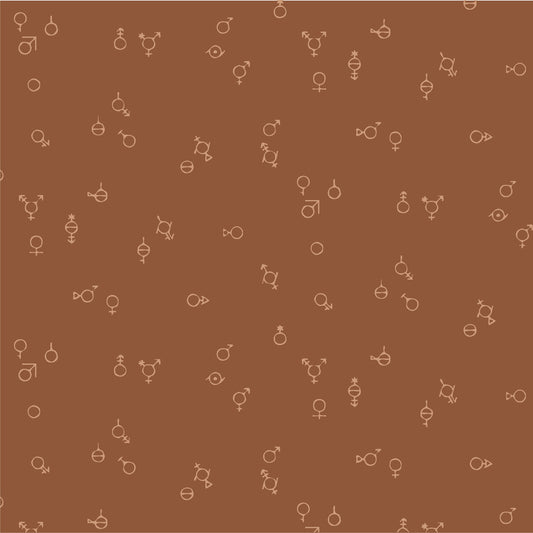 Gender Symbols Brown (Half yard cut) - Love is Love Pride Fabrics - Mx Domestic