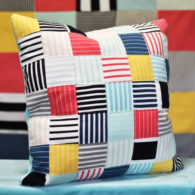 Quilted Knit Striped Pillow