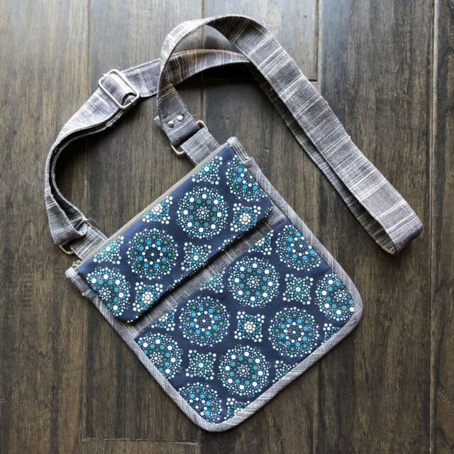 tote bag with patterned pockets