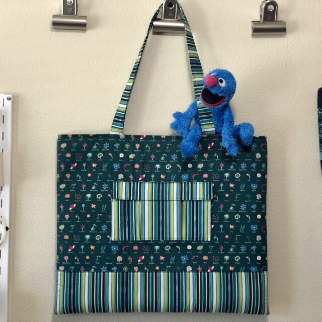 large tote bag with grover doll