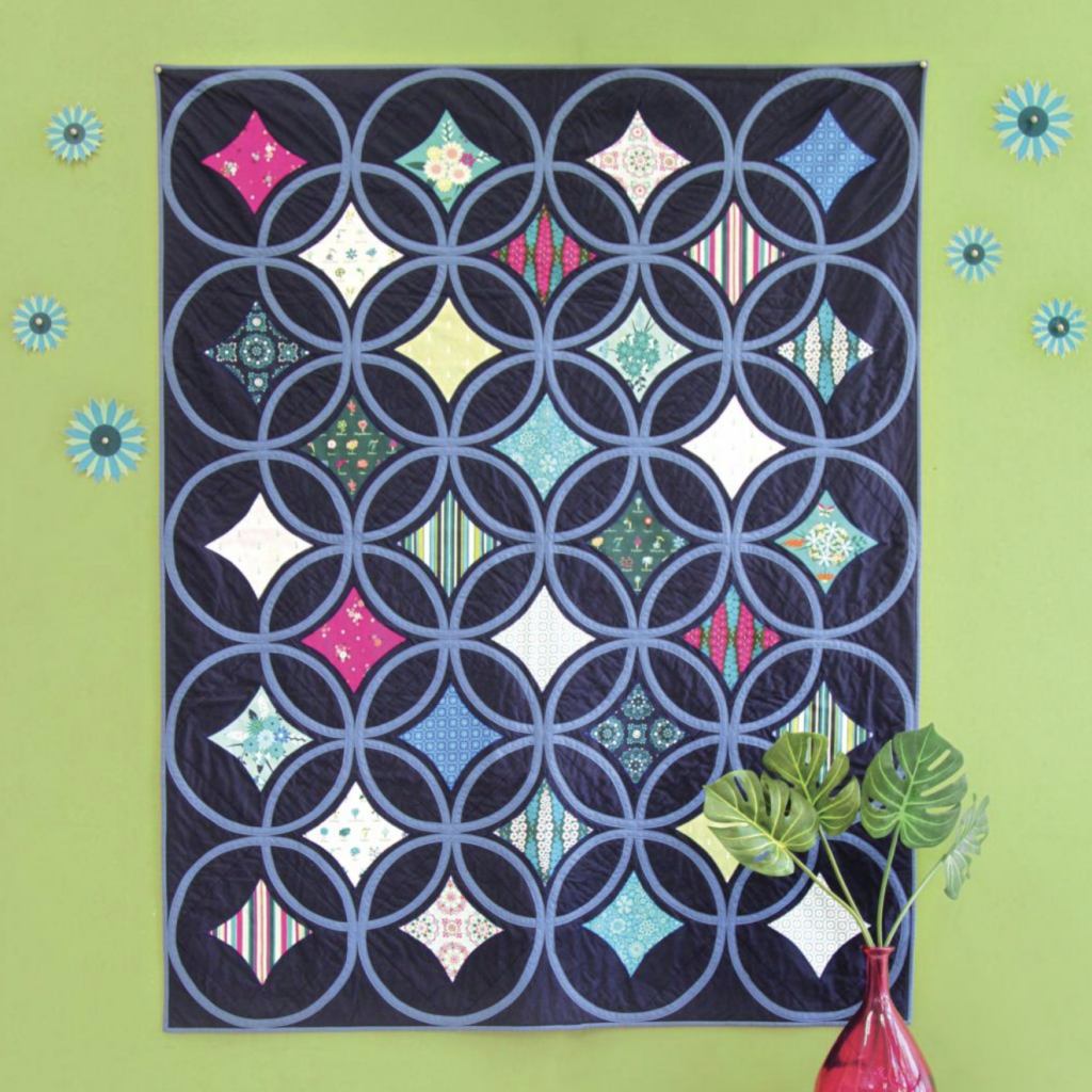 black square with star patterns and lime green border