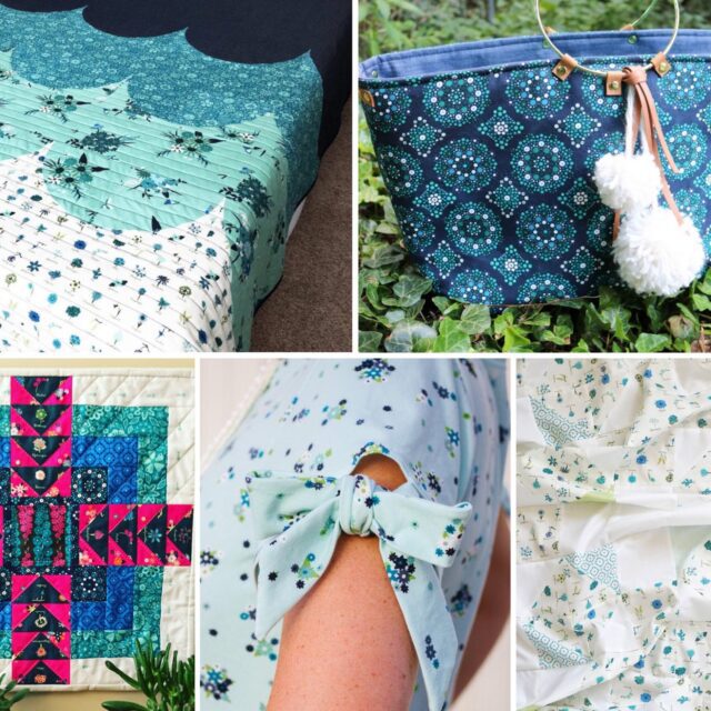 collage of different products with textile patterns