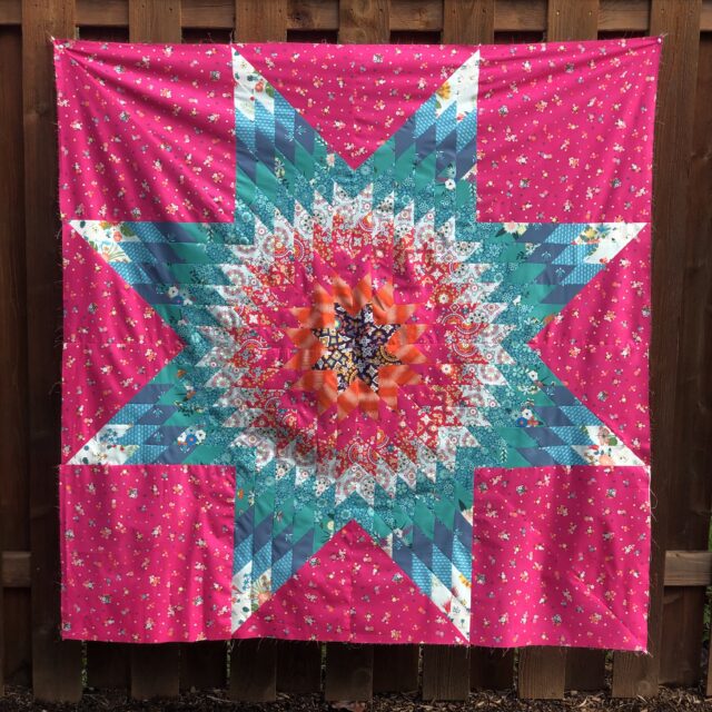multicolored fabric with colorful star