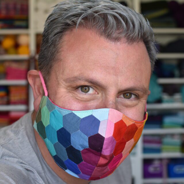 Rainbow Hexie Face Mask with Filter Pocket