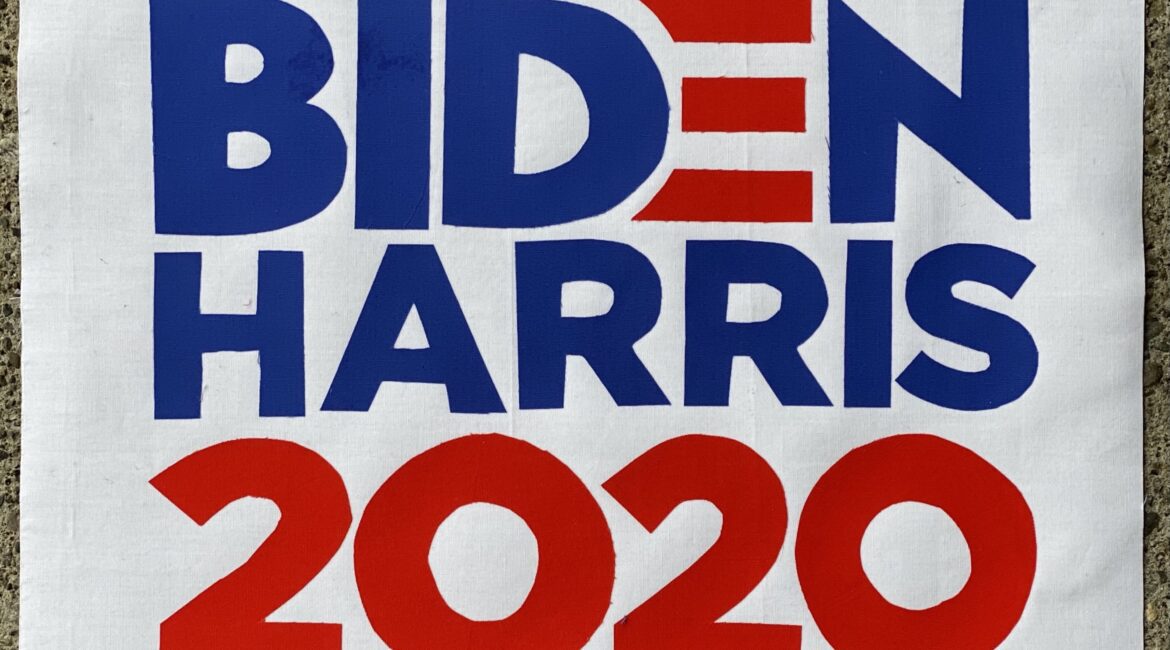 Biden Harris 2020 on white paper